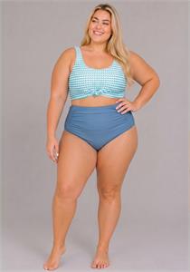 High Waisted Ruched Swim Bottom Surface Blue